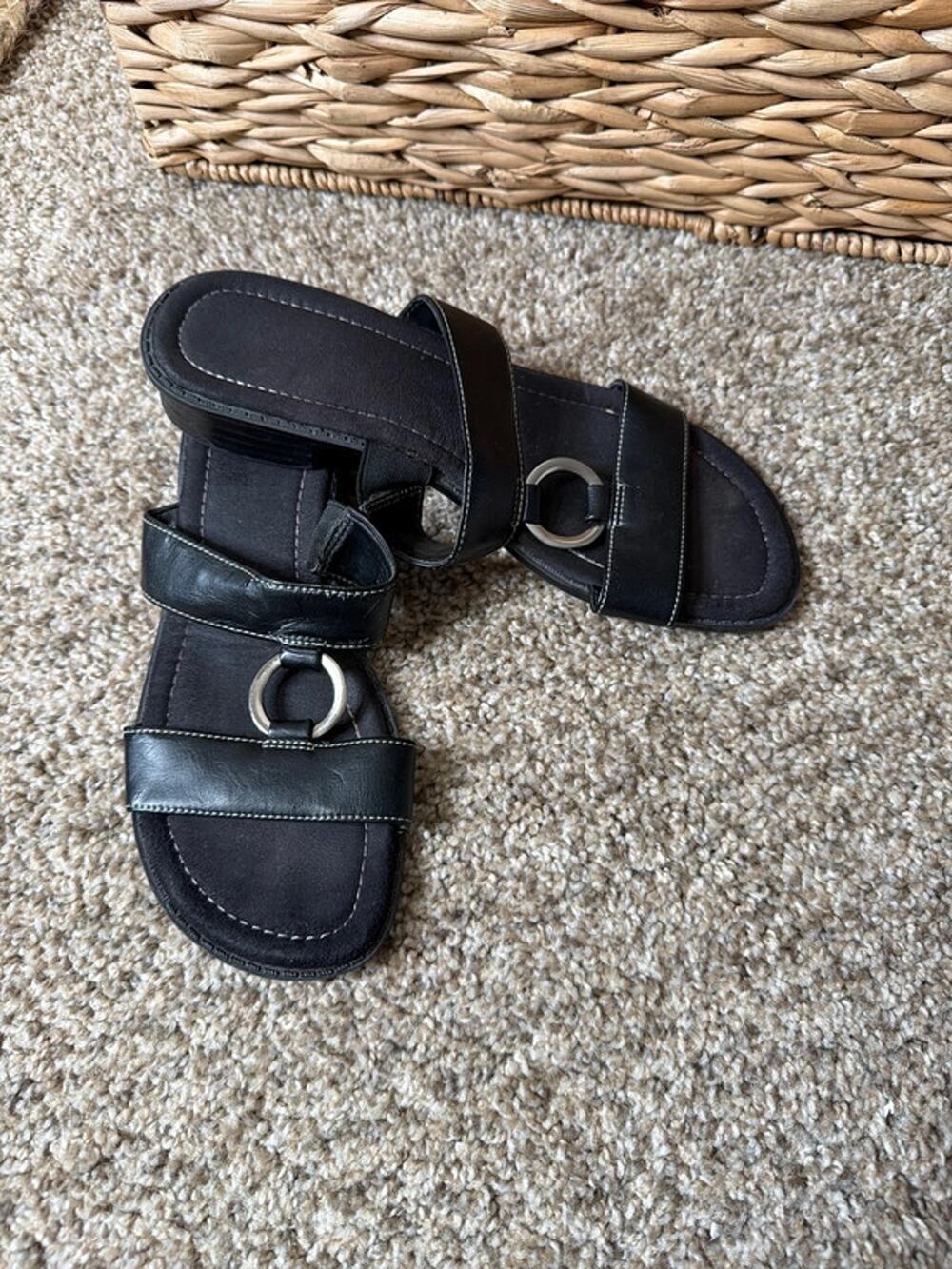 3 for $9 Predictions vegan leather black square toe sandal 8.5 629